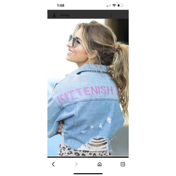 Kittenish Babe Cropped Denim Jacket Woman’s Small - Picture 1 of 8